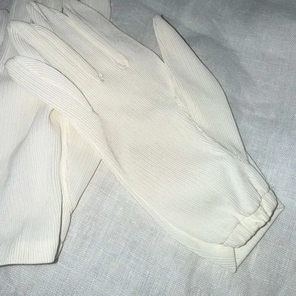 1960s Wear Right West Germany Ribbed Ivory Gloves Mod Daywear‎ Size 7